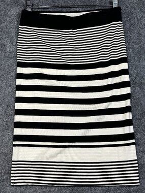 NEW Ann Taylor LOFT Skirt Womens Small Knit Stretch Pencil Pull On Black White